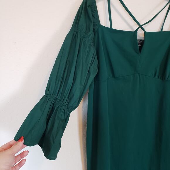 Eloquii Green Eden Off the Shoulder Long Sleeve Stretch Sheath Dress Plus 22W - Picture 4 of 8